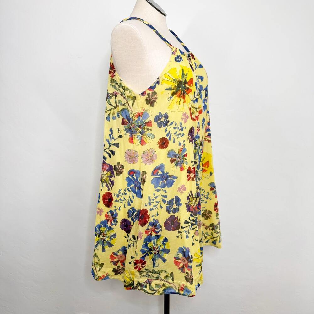 Vanessa Virginia Painterly Keyhole Dress Yellow Floral Anthro Boho Beach Size 14 - Picture 3 of 7